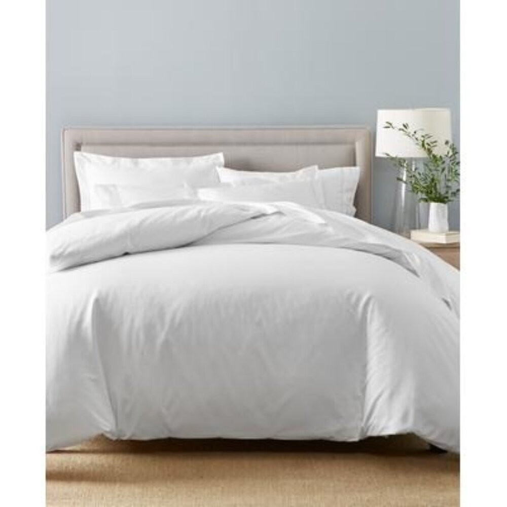 NEW CHARTER CLUB 550-Thread-Count100% Cotton Duvet Cover Set–Twin White(2-Piece)